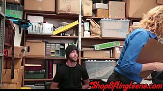 Busty shoplifter gets fucked and cumshot as punishment in store