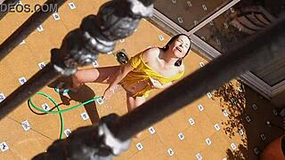 Ever caught your hot neighbor peeing on your landlord's wife from the balcony?