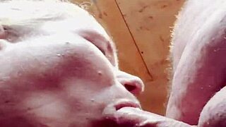 My husband's dick gets sucked in shop