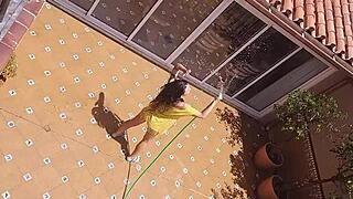 Ever caught your hot neighbor peeing on your landlord's wife from the balcony?