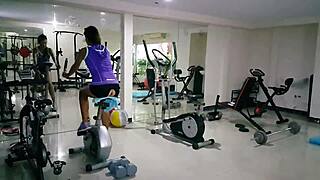 i wore special sport wear to flash at the hotel gym