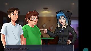 teen 18+ shows small breasts in summertime saga