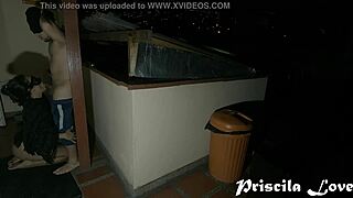 hot lovers getting it on outdoors at night in doggystyle