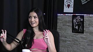 Karen goncalves' first porn content with a hookup leading to a great experience with an actor and a threesome in sheer red lingerie