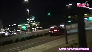 i went for a walk with cum on my face, oops! german facial public