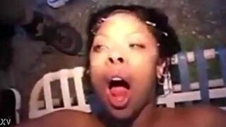 cumshot frenzy for young ebony chick 😏