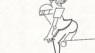 Art cartoon smashing wet scenes.