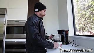 shemale eats trans pussy in casual setting