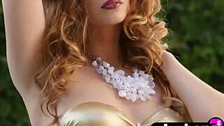 Amberleigh West strips outdoors