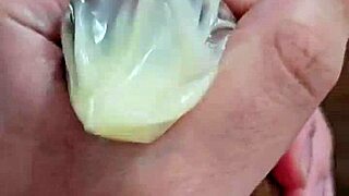 Young twink spills inside the condom during steamy homemade action with neighbor.