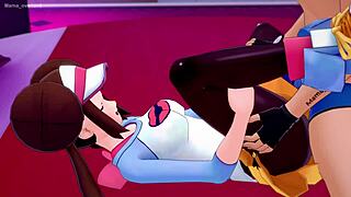 mei rosa practices adult training on the bed in this 3d parody anime.