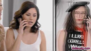 Shyla Jennings and Alina Lopez sharing sensual moments in the room