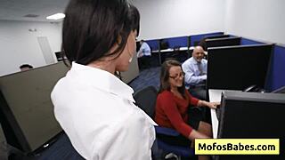 Big tit milf Sasha Pearl gets pounded hard at work.