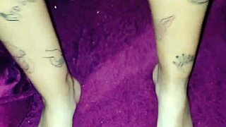 wake my cousin with cock on feet, she gets excited and jerks me off till cum