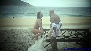 public beach sex with a real amateur couple renewing vows