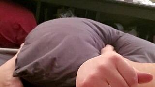 My small cock gets stroked to cum.