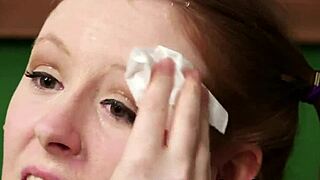 flirty centerfold enjoys a facial and swallows everything