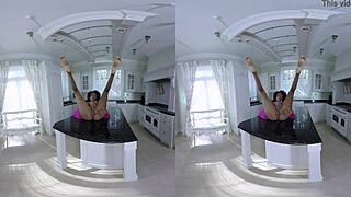 i watch the chocolate candy girl spread on the desk in vr