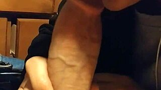 Intense sucking of father in law's cock leads to cumshot in taboo family scene.