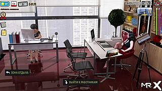 fashion business girl shows ass to boss intensely