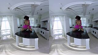 i watch the chocolate candy girl spread on the desk in vr