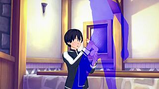 Sword Art Online Yaoi features Kirito in hard sex, handjob, blowjob, anal POV in Japanese Asian manga anime game porn gay.