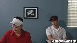 Cute gay boys fuck after tennis