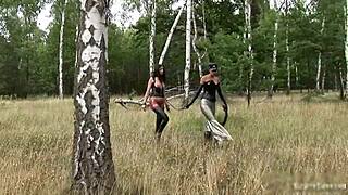 Two Hot Girls Have Fun Painting Each Other Creatively.