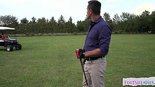 Smalltits euro babe intensely enjoys outdoor footjob