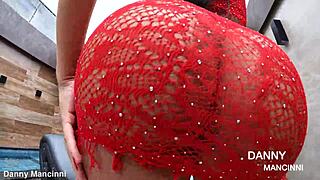 bisexual girlfriend shakes her muscular ass in a tight dress with no panties for her friend.