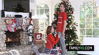 Riley Mae's Taboo Christmas Fuck With Stepbro During Family Pictures