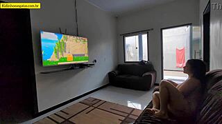 Young girl on couch craves monster cock