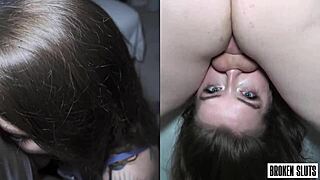 she's bent over, roughly fucked like a fleshlight