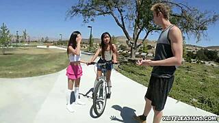 tiny hot teen 18+s ride huge cock bouncing asian pussies 😜