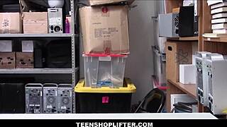 Big Tits Teen Shoplifter Orgasms While Fucking Guard