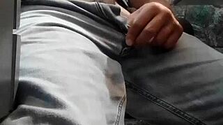 Mature man masturbates alone.