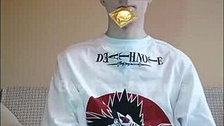 boy swallows cum from used condom