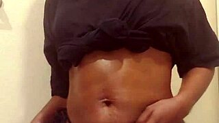 Ebony Naejae Teases in Striptease, Squirting Wet in Close-Up Solo