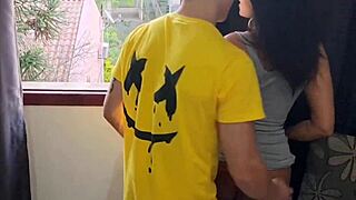 Latina housewife flashes at party feeling sexy and slutty