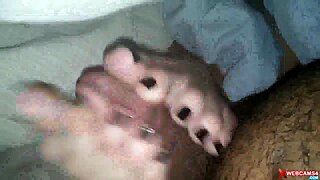 Couple Performs Footjob Leading to Cum on Webcam