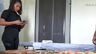 indian spa worker sees cock flash in massage