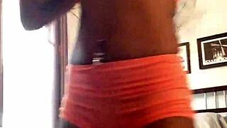 ebony girl shows fat cameltoe then twerks her ass