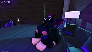 Taking a demon babe to a strip club for wild titty action