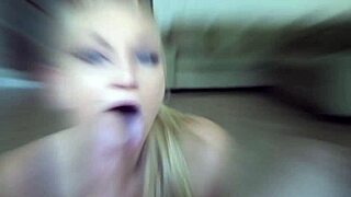 Blonde teen waiting all day to suck big cock in lingerie