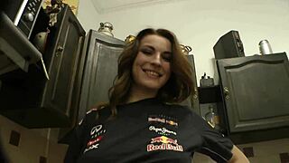 Girlfriend's tiny thong shows under skirt, stunning teen beauty in 4k