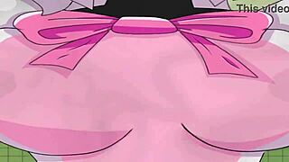 mangle character shows off big boobs in hentai style.