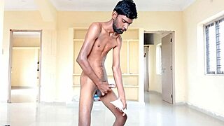 rajesh strips and cums in a cup