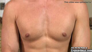 Angry Gay Hunk Strokes Cock to Cum on Sofa