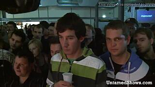 hot stripper nurse on stage swallowing cock