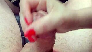 We stopped the trip for her to give a suggestive handjob until I cum on her hand in homemade scene